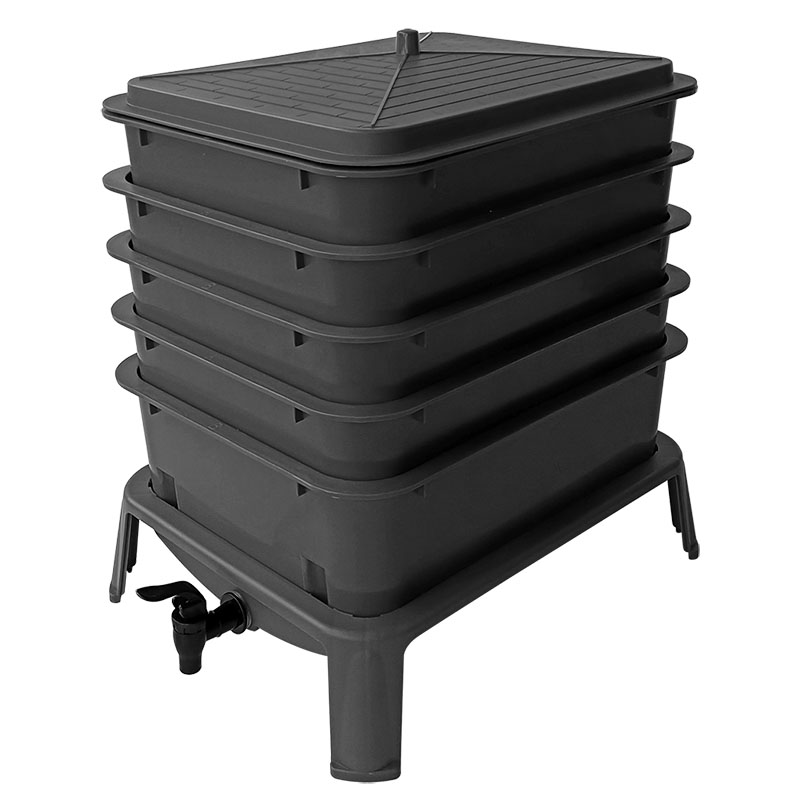 Compost Bin - Robuster 50L 5-Fach Wurmkomposter für Innen-