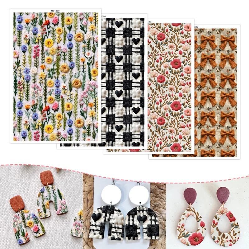 Beeswax Wrap - Bunte Blüten-Polymer-Clay-Transferpapier-Wasserlösliche Klebeaufkleber für DIY-Ohrringe, Schmuckherstellung
