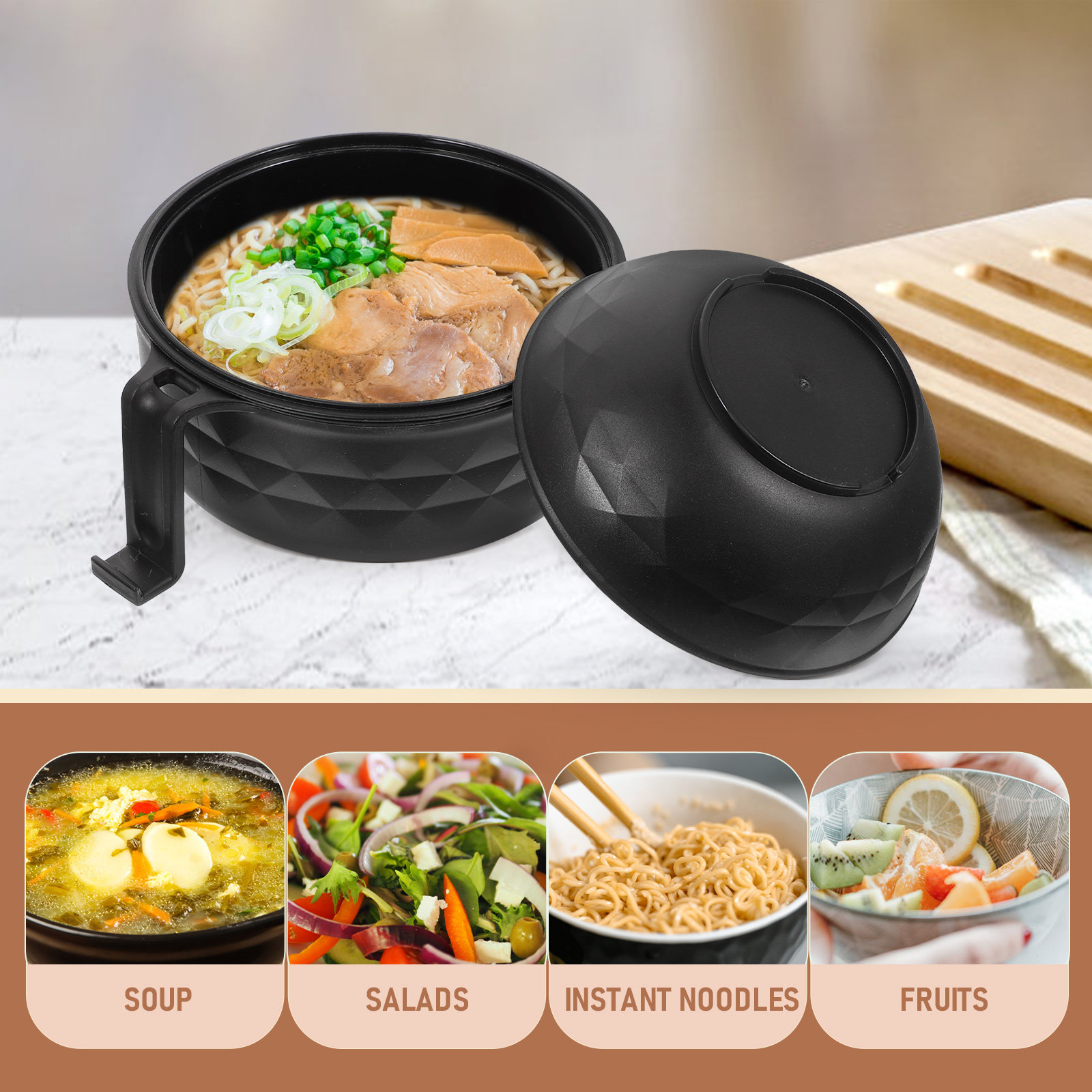 Reusable Straw - Stroh-Bento-Box mit Deckel, Multifunktionale Auslaufsichere Wiederverwendbare