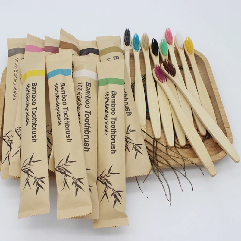 Bamboo Toothbrush - Bambus-Zahnbürsten, 100 Stück, umweltfreundlich, wiederverwendbare Zahnbürste,
