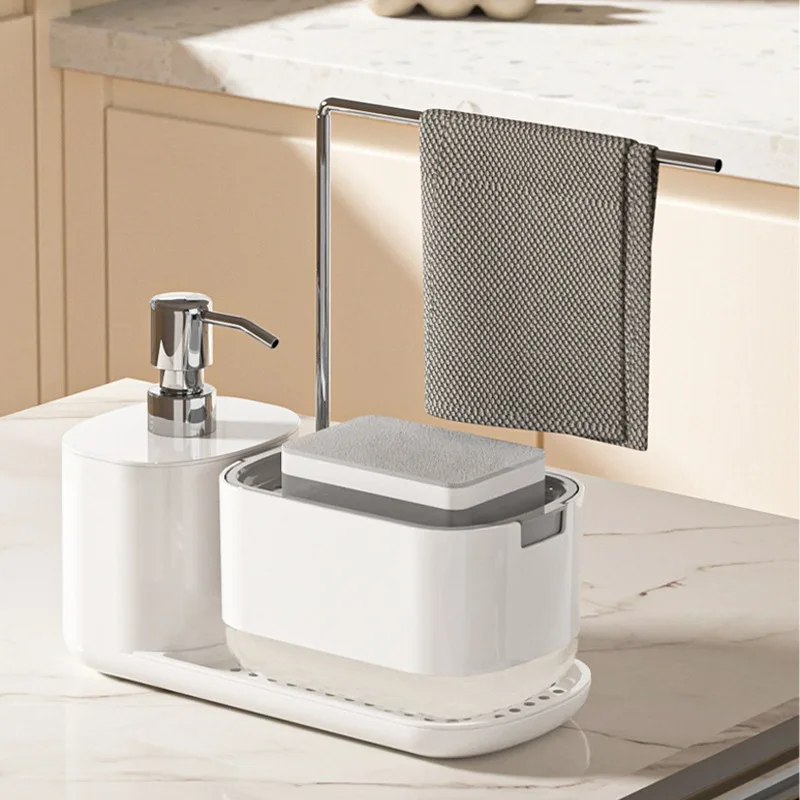 Eco Sponge - Seifenspender mit Schwammhalter, Reinigungsflüssigkeit, Pumpspender, Behälter,