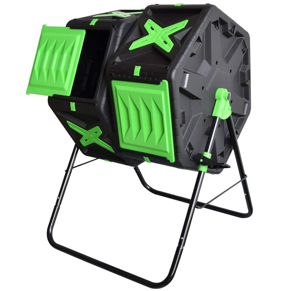 Compost Bin - Hochwertiger moderner Kunststoff-Kompostbehälter mit zwei Kammern,